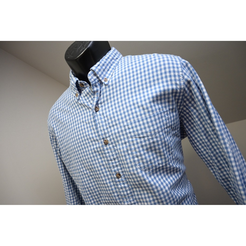 J.Crew Button Up Dress Shirt Mens Large Blue Plaid Brushed Twill Classic EUC
